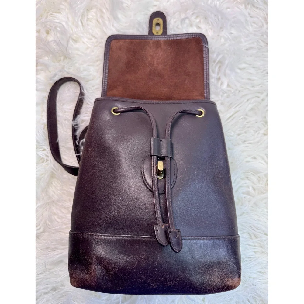Vintage Croft & Barrow Leather Backpack Dark Brown Chocolate Turn Lock Flap